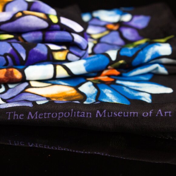 The MET Silk Scarf | Multicolor Long Scarf | 65 In | Silk Hair Scarf Head Scarf - Picture 6 of 7